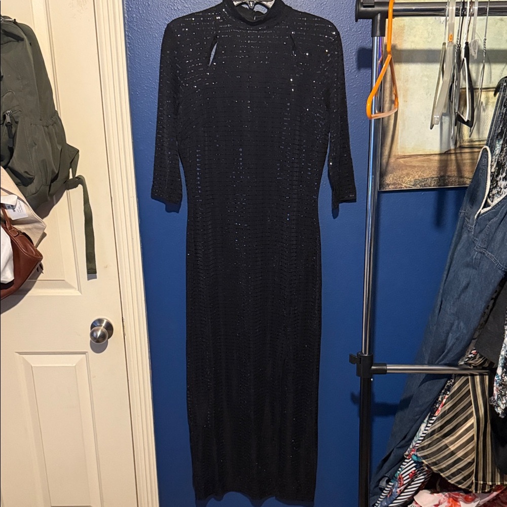 Enfocus Studio Black Sequin Maxi Dress